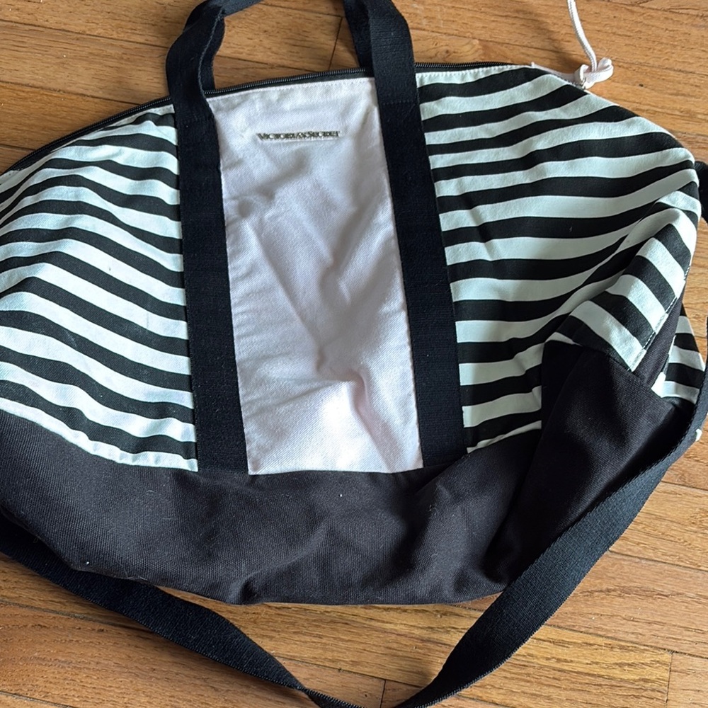 Victoria's Secret Black and White Stripe  Bag